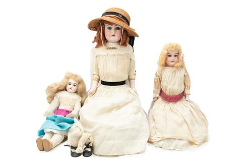 German Bisque Head Dolls, C 1900 Three