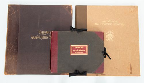 Antique American Army Books, C. 1900, 3 Pcs, H 9.5"-17"