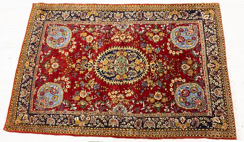 Persian Shahreza Handwoven Wool Rug, C. 1990s, W 4' 6'' L 6' 7''