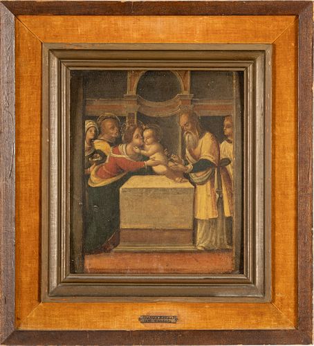 Italian School Icon On Wood, C. 18th.c., Circumcision Of Christ, H 11'' W 9.5''