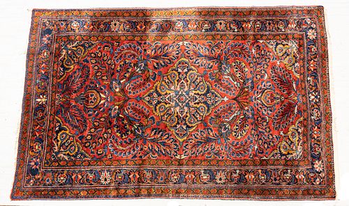 Antique Persian Lilihan Handwoven Wool Rug, C. 1930, W 5' L 6' 6''