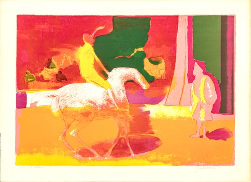 Paul Guiramand (FRENCH, 1926-2008) Lithograph In Colors, On Arches Paper, Late 20th Century,, Le Salute De Cavalier, H 18'' W 25.25''