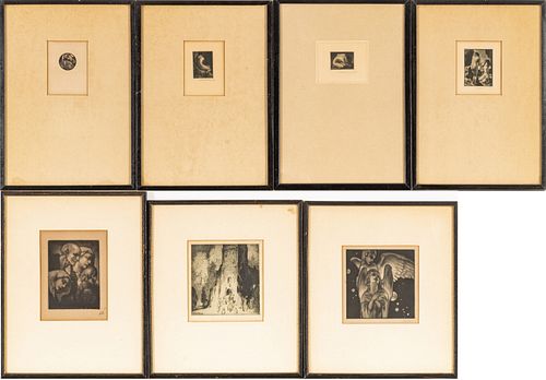 Alessandro Mastro-Valerio (American, 1887-1953) Mezzotints On Paper, Group Of 7 Works