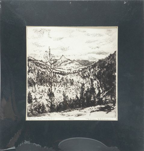 Branson Graves Stevenson (Montana, 1901-1989) Etching On Paper, Glacier Park Montana, H 10'' W 9.8''