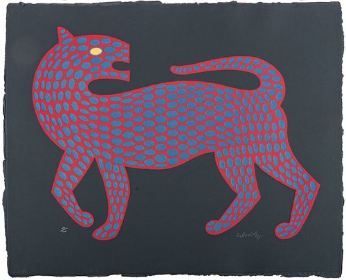 Victor Vasarely (French/Hungarian, 1906-1997) Serigraph In Colors On Gallo-Cast Paper, Leopard (Red And Blue), H 31.25'' W 38.5''