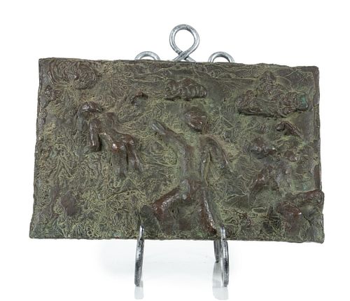 Robert Yares (American, Michigan, 1944-2019) Bronze Plaque, Three Nudes, H 10'' W 17''