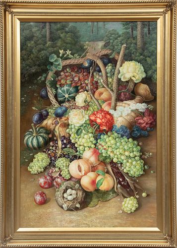 Signed Magaretter, Oil On Canvas,  20th C., Still Life Of Fruit, H 31'' W 24''