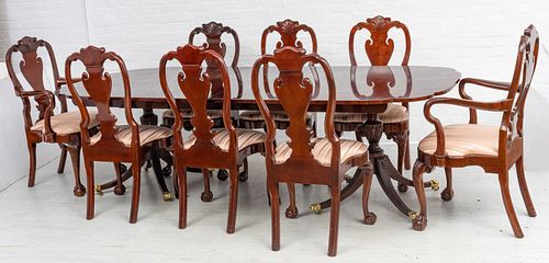 Kindel Furniture Winterthur Mahogany Dining Table, 10 Chairs, H 30'' W 46''