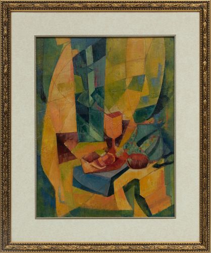Cubist Oil Still Life C. 1960, H 22'' W 16.5''