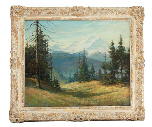 LeRoy Jonas (American, 1897-1981) Oil On Canvas, Rocky Mountain Landscape, H 26'' W 32''