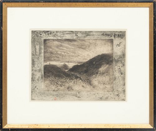 Felix Hilaire Buhot (France, 1847-1898) Heliogravure With Etching On Paper,  1889, La Falaise: Baie De Saint-Malo, H 11.75'' W 15.625''