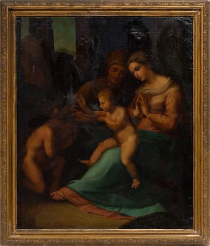 After Raphael, Old Master Style Oil On Canvas, Madonna Del Divino Amore, H 30.5'' W 25''
