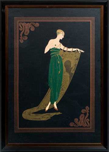 Romain (Erte) De Tirtoff (Russian-American, 1892-1990) Serigraph On Paper 'Emerald Night', H 28'' W 19''
