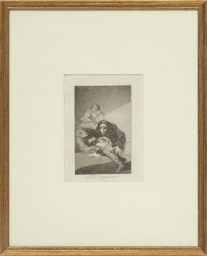 Francisco Goya (Spanish, 1746-1828) Etching With Aquatint On Paper, 1789, El Vergonzoso , Plate 54 From Los Caprichos, H 8.5'' W 5.7''