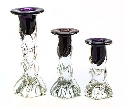 Crystal Candlesticks Group Of Three H 12''