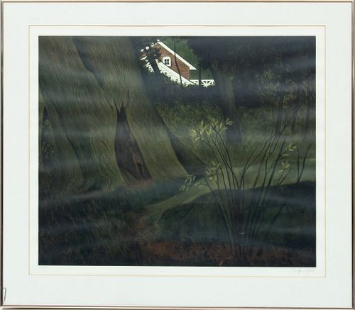 Carolyn Wyeth, Lilthograph C. 1974, "Up From The Woods", H 25'' W 30''