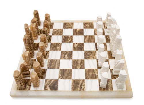 Mexico Onyx Chess Board And Players