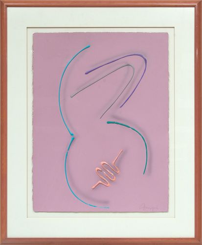 A. Mappel, Acrylic On Cast Paper, Abstract Figure Form, H 30'' W 22.5''
