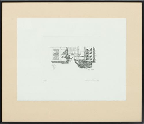 Arata Isozaki (Japanese, 1931) Etching On Wove Paper, C. 1983, MOCA #5 Copper Print, H 11.25'' W 15''