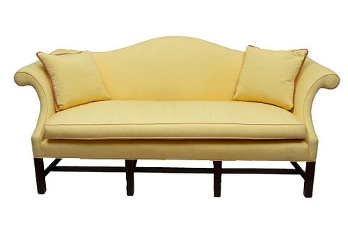 Mahogany Frame Upholstered Federal Style Sofa H 35'' L 82'' Depth 33''