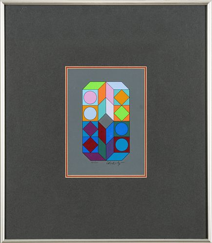 Victor Vasarely (French/Hungarian, 1906-1997) Screenprint In Colors On Wove Paper, H 8'' W 6''