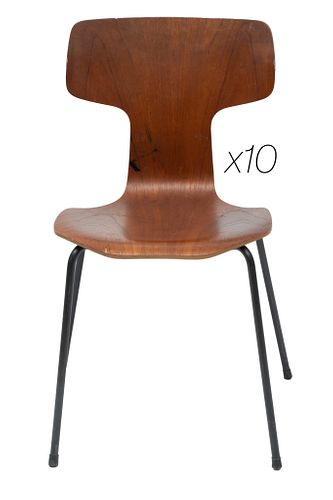 Arne Jacobsen (Danish) For Fritz Hansen Bentwood Chairs, C. 1960, H 30.5'' W 16'' Depth 16'' 10 pcs