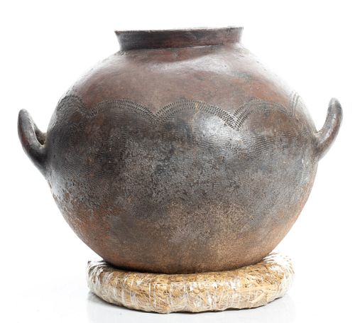 African Ceramic Vessel, H 17'' Dia. 20''