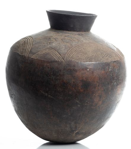 African Ceramic Vessel, H 17'' Dia. 15''