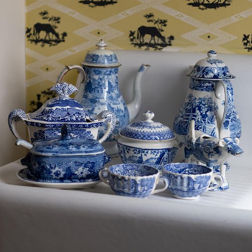  Group of English Blue and White Transfer Wares