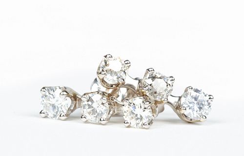 Vintage 14K White Gold Diamond Drop Earrings