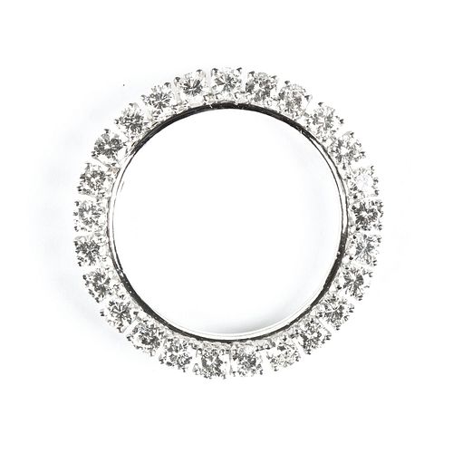 Approximately 2.5 Carat Diamond Platinum Circle Brooch Pendant