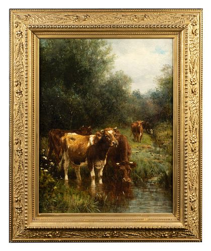 Charles Franklin Pierce (1844-1920) 'Cattle Watering at the Creek'