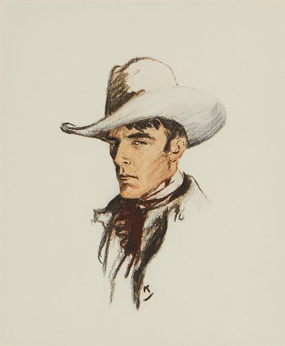 William H.D. Koerner, (1878-1938), "Cowboy - Ed Breem", Watercolor and mixed media on paper, Sight: 12.25" H x 10" W