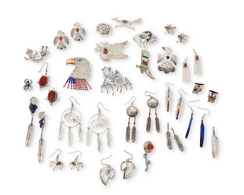 A large group of Southwest silver jewelry