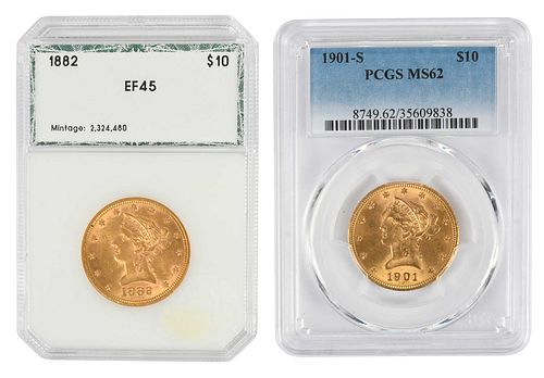 Two $10 Gold Coins, Liberty Heads 