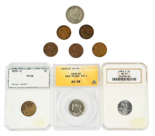 Nine U.S. Key Date and Variety Coins 