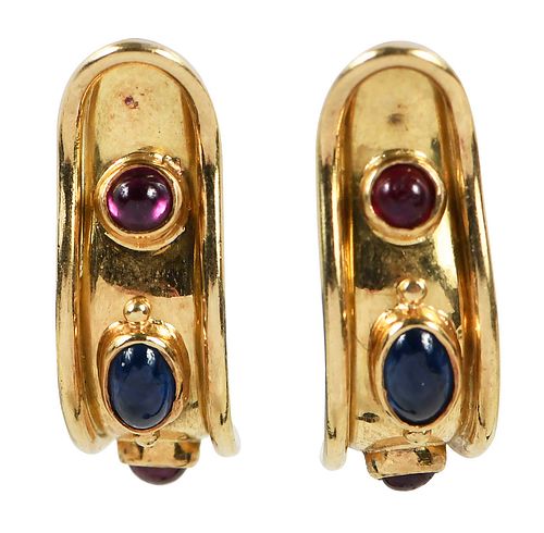 18kt. Ruby and Blue Sapphire Earrings