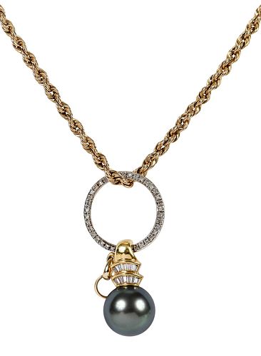 South Sea Pearl and Diamond Enhancer With Gold Chain