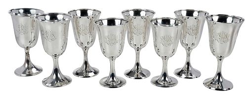Set of Eight of Sterling Goblets