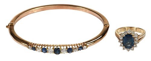 14kt. Sapphire and Diamond Bangle Bracelet and Ring