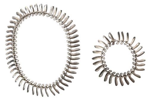 Vintage Georg Jensen Sterling Silver Necklace and Bracelet Set