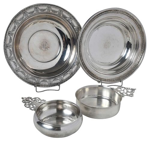Four Pieces Sterling Table Items, Porringers and Bowls