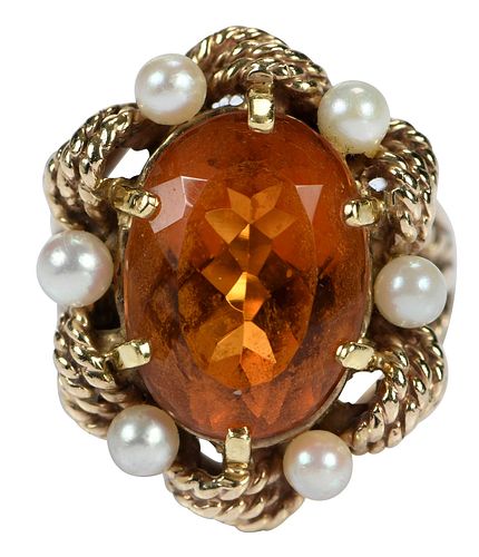 10kt. Citrine and Pearl Ring