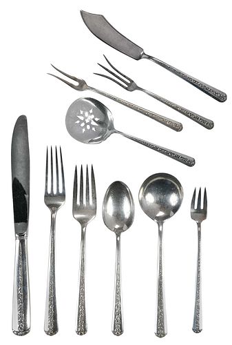 Towle Rambling Rose Sterling Flatware, Service for 12 with 18 Serving Pieces