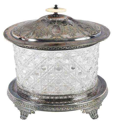 Silver Plate and Cut Glass Biscuit Box