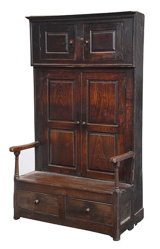 Unusual Early British Cupboard with Bench