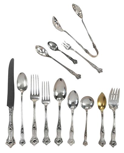 Alvin Morning Glory Sterling Flatware, 229 Pieces