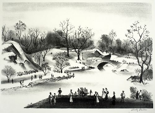Adolf Dehn (1895-1968) 'Central Park, N.Y., 1954'