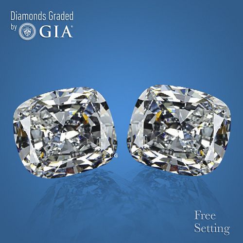4.02 carat diamond pair, Cushion cut Diamonds GIA Graded 1) 2.01 ct, Color G, VVS2 2) 2.01 ct, Color G, VS1 . Appraised Value: $144,600 