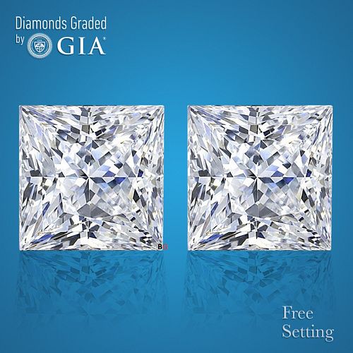 4.02 carat diamond pair, Princess cut Diamonds GIA Graded 1) 2.01 ct, Color D, VS2 2) 2.01 ct, Color D, VS2 . Appraised Value: $158,200 
